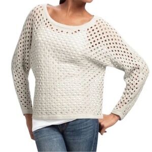 CAbi Seaside‎ Pullover Crop Sweater Gray Open Knit Women’s Sz Medium #707